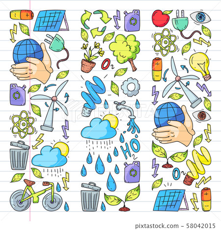 Vector logo, design and badge in trendy drawing style - zero waste concept, recycle and reuse Vector logo, design and badge in trendy drawing style - zero waste concept, recycle and reuse 58042015