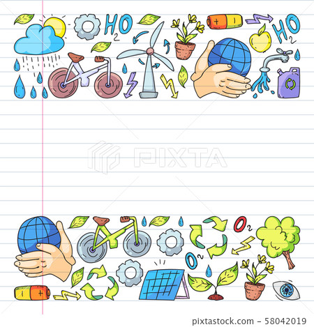 Vector logo, design and badge in trendy drawing style - zero waste concept, recycle and reuse Vector logo, design and badge in trendy drawing style - zero waste concept, recycle and reuse 58042019