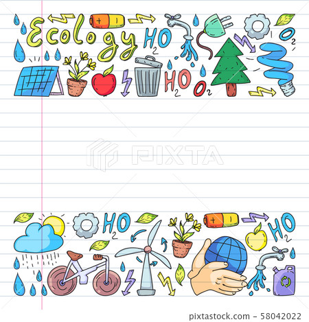 Vector logo, design and badge in trendy drawing style - zero waste concept, recycle and reuse Vector logo, design and badge in trendy drawing style - zero waste concept, recycle and reuse 58042022