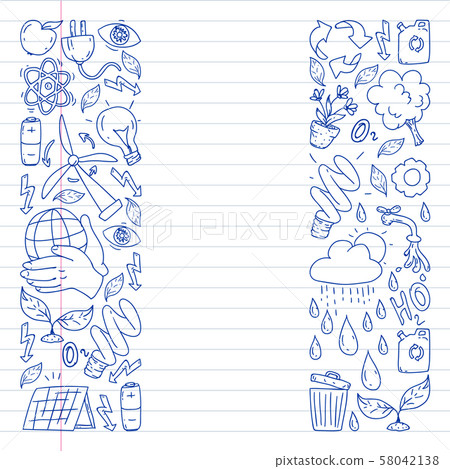 Vector logo, design and badge in trendy drawing style - zero waste concept, recycle and reuse Vector logo, design and badge in trendy drawing style - zero waste concept, recycle and reuse 58042138