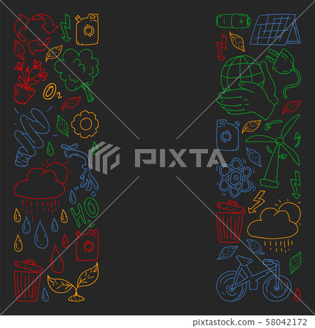 Vector logo, design and badge in trendy drawing style - zero waste concept, recycle and reuse Vector logo, design and badge in trendy drawing style - zero waste concept, recycle and reuse 58042172