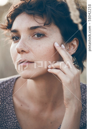 portrait of a happy smiling girl 58042258