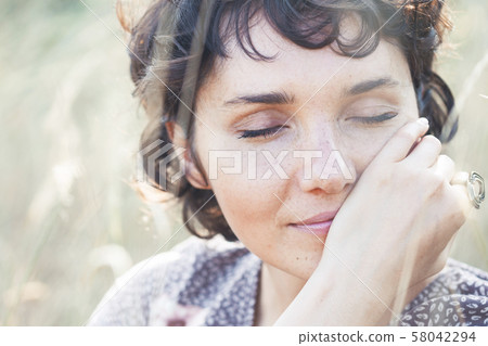 portrait of a happy smiling girl 58042294