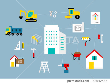 Flat Vector Object-Architecture 58042586