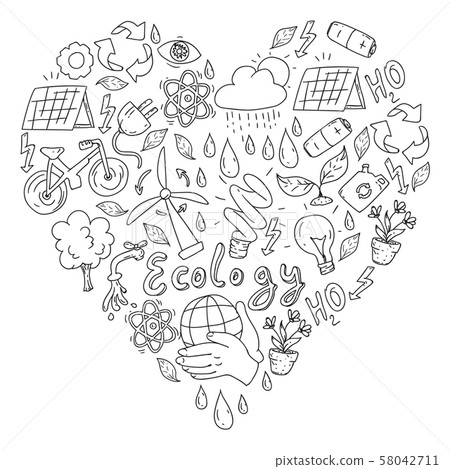 Vector logo, design and badge in trendy drawing style - zero waste concept, recycle and reuse Vector logo, design and badge in trendy drawing style - zero waste concept, recycle and reuse 58042711