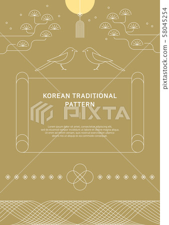 Korean traditional vector illustrations-magpie and scroll 58045254