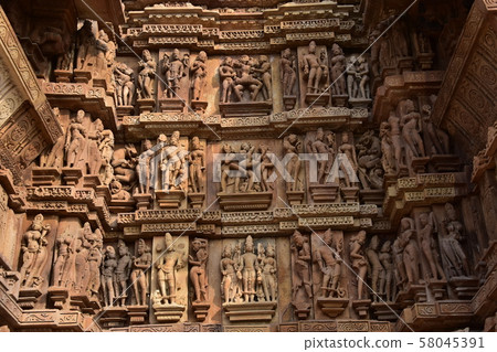 Khajuraho, India, World Heritage Khajuraho Temple, beautiful sculpture building Khajuraho, India, World Heritage Khajuraho Temple, beautiful sculpture building 58045391