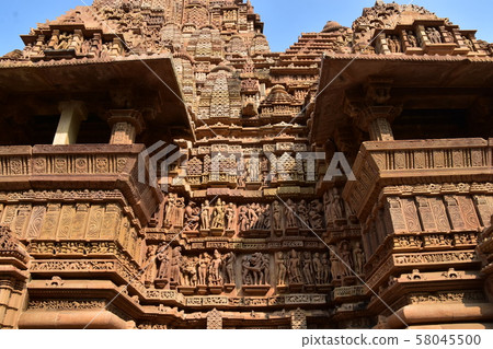 Khajuraho, India, World Heritage Khajuraho Temple, beautiful sculpture building Khajuraho, India, World Heritage Khajuraho Temple, beautiful sculpture building 58045500