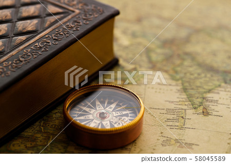 Antique clock pocket watch map retro Antique clock pocket watch map retro 58045589