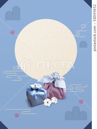 Crepe wrapped gift box and traditional korean pattern Crepe wrapped gift box and traditional korean pattern 58045652