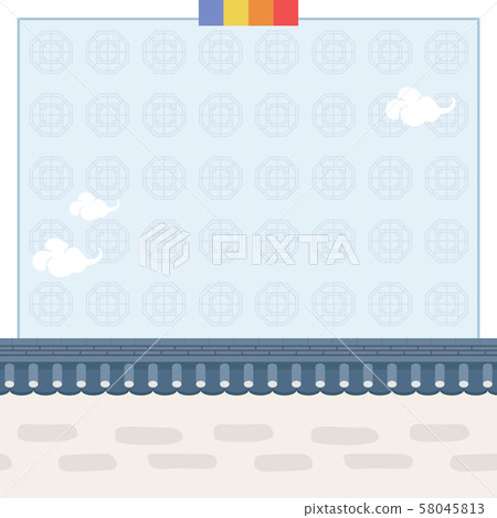 Korean traditional pattern background-fence and clouds 58045813