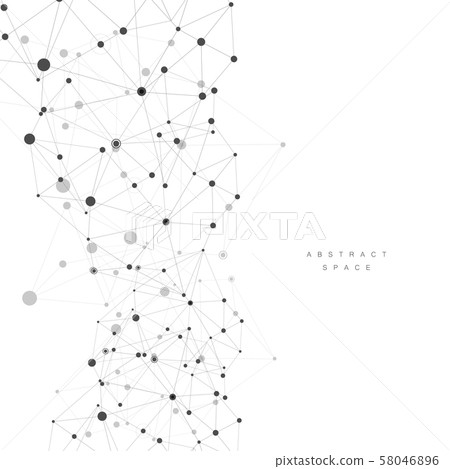 Connection science molecule background with network lines and dots 58046896