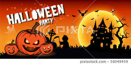Halloween night background with full Moon, - Stock Illustration ...