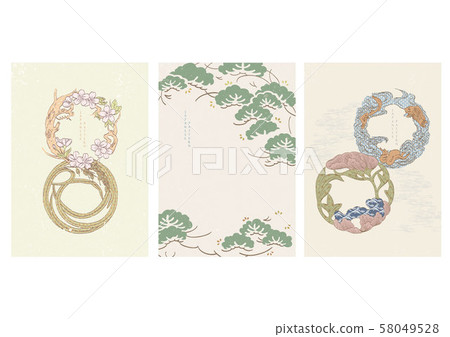 Japanese template with hand draw traditional...-插圖素材 [58049528] - PIXTA圖庫