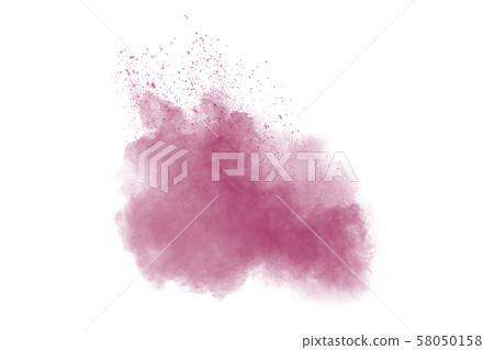 Pink powder explosion on white background.Pink dust splash cloud on background. Pink powder explosion on white background.Pink dust splash cloud on background. 58050158