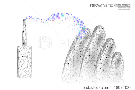 Low poly modern nail polish care technology. Innovative spa salon mani hand fingertips strengthener 58051023