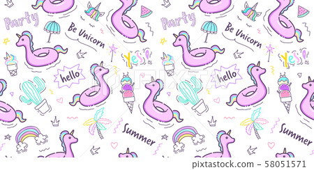Unicorn rubber ring pattern seamless in pastel color 58051571
