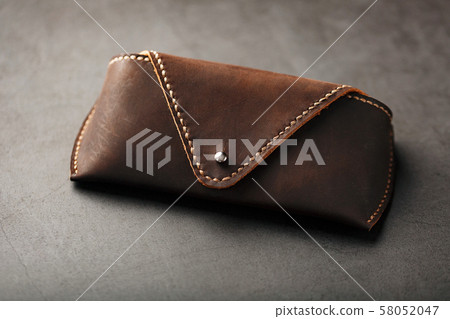 Handbag for glasses from genuine brown leather, 58052047