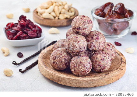 Healthy homemade energy balls with cranberries Healthy homemade energy balls with cranberries 58053466