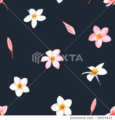 Watercolor orchid white flowers vector pattern 58054814