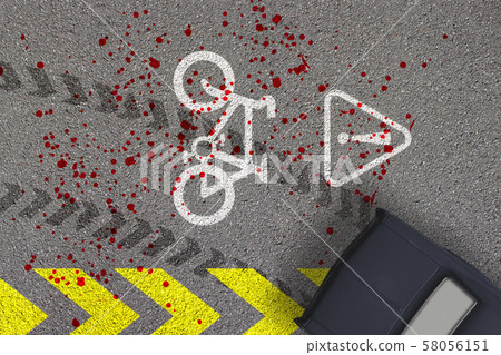 Traffic accident on bicycle lane. Road driving Traffic accident on bicycle lane. Road driving 58056151