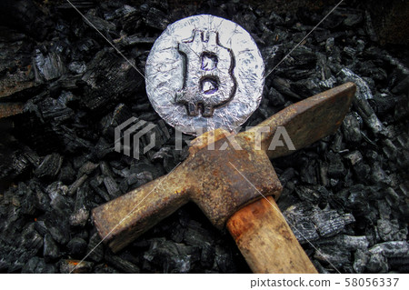 Bitcoin mining. A mine with real hardware. Symbols 58056337