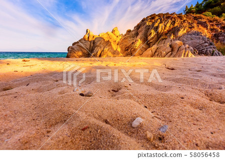 Rocks and sea in Vourvourou, Chalkidiki, Greece Rocks and sea in Vourvourou, Chalkidiki, Greece 58056458