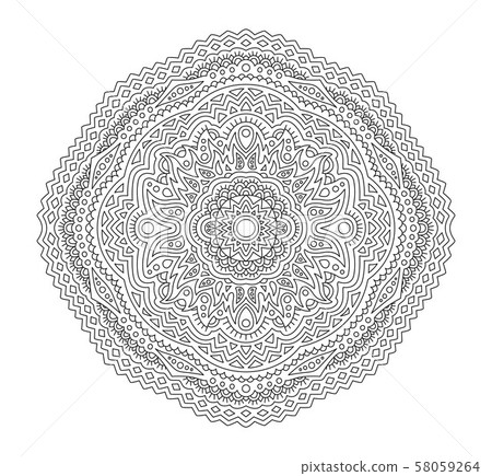 Art for coloring book page with linear pattern Art for coloring book page with linear pattern 58059264