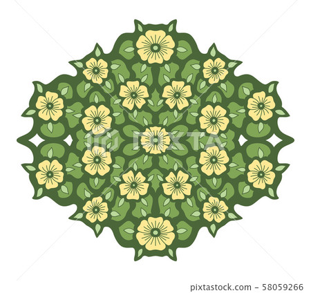 Pattern with yellow flowers and green leaves Pattern with yellow flowers and green leaves 58059266