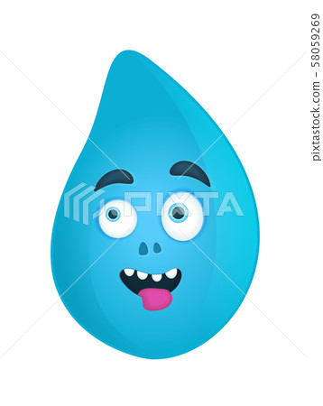 Art with cartoon funny smiling blue drop Art with cartoon funny smiling blue drop 58059269