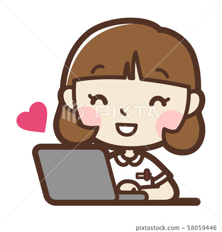 A female nurse using a computer - Stock Illustration [58059446] - PIXTA