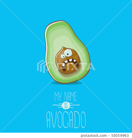 funny cartoon cute green avocado character isolated on orange background. My name is avocado vector funny cartoon cute green avocado character isolated on orange background. My name is avocado vector 58059963