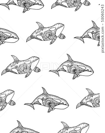 Vector seamless pattern of orca 58060243