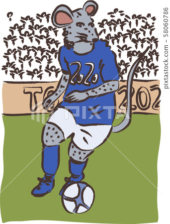 2020 New Year's card_mouse soccer 58060786