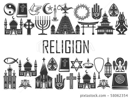 World religion icons, religious symbols World religion icons, religious symbols 58062354