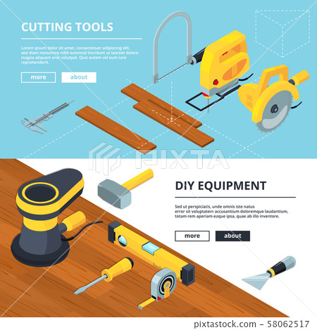 Horizontal banners with electrical tools for construction 58062517