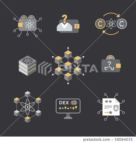 cryptocurrency blockchain technology concept. 58064035
