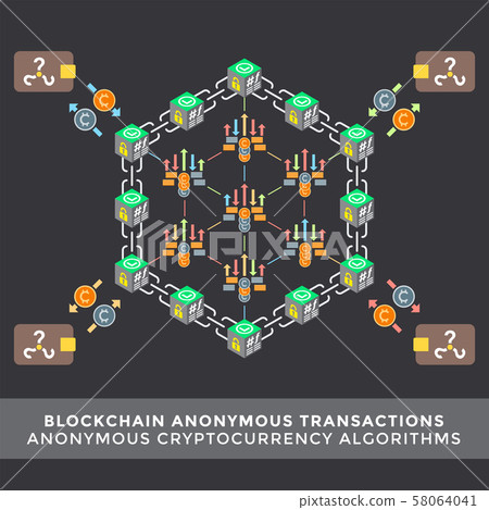 cryptocurrency blockchain technology concept. - Stock Illustration ...