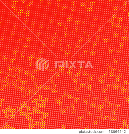 Halftone Star Background. Yellow Red Starry Dotted Texture. Pop Art Pattern 58064242
