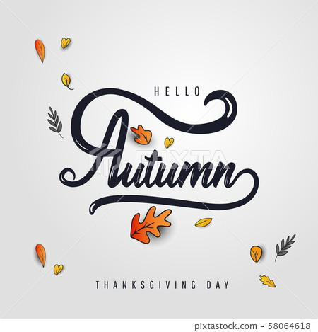 Autumn sale template with lettering and falling 58064618