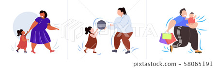 set fat obese people in different poses overweight mix race male female characters collection set fat obese people in different poses overweight mix race male female characters collection 58065191