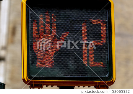 pedestrian traffic light no walk in new york city 58065522