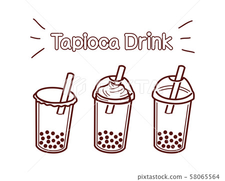 插圖素材：木薯飲料少女可愛 58065564