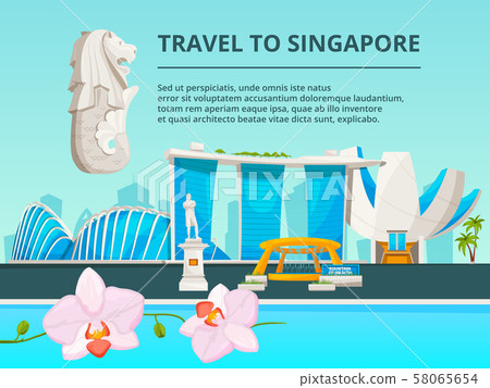 Urban landscape with cultural objects of singapore 58065654