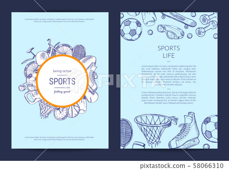 Vector hand drawn sports equipment fitness gym 58066310