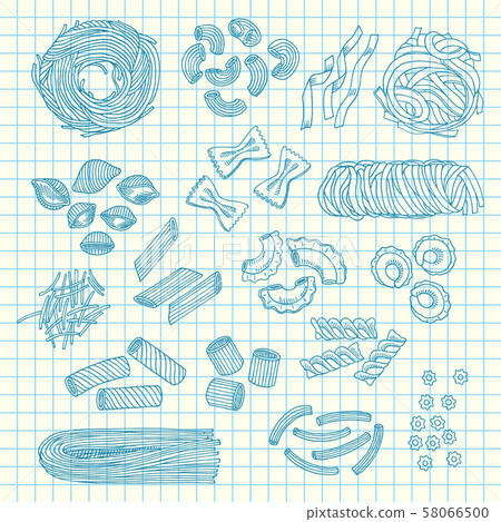 Vector hand drawn pasta types 58066500