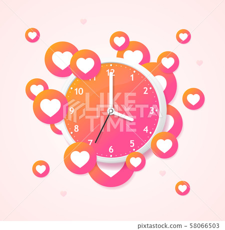 Like Time Concept with Realistic Detailed 3d Wall Clock. Vector 58066503
