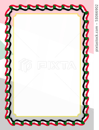Frame and border of ribbon with Sudan flag, Frame and border of ribbon with Sudan flag, 58066902
