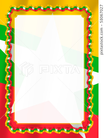Frame and border of ribbon with Myanmar flag, - Stock Illustration ...
