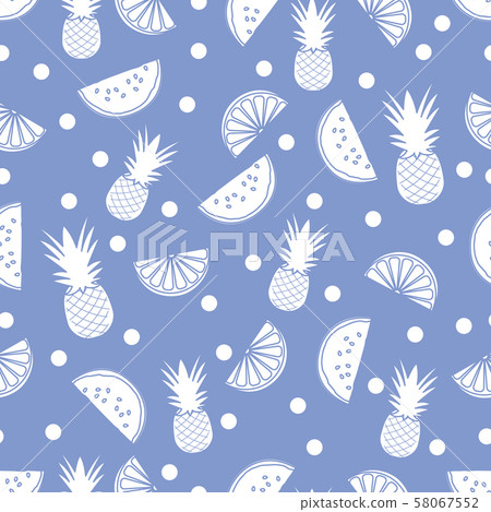 Seamless pattern with pineapple orange, watermelon 58067552